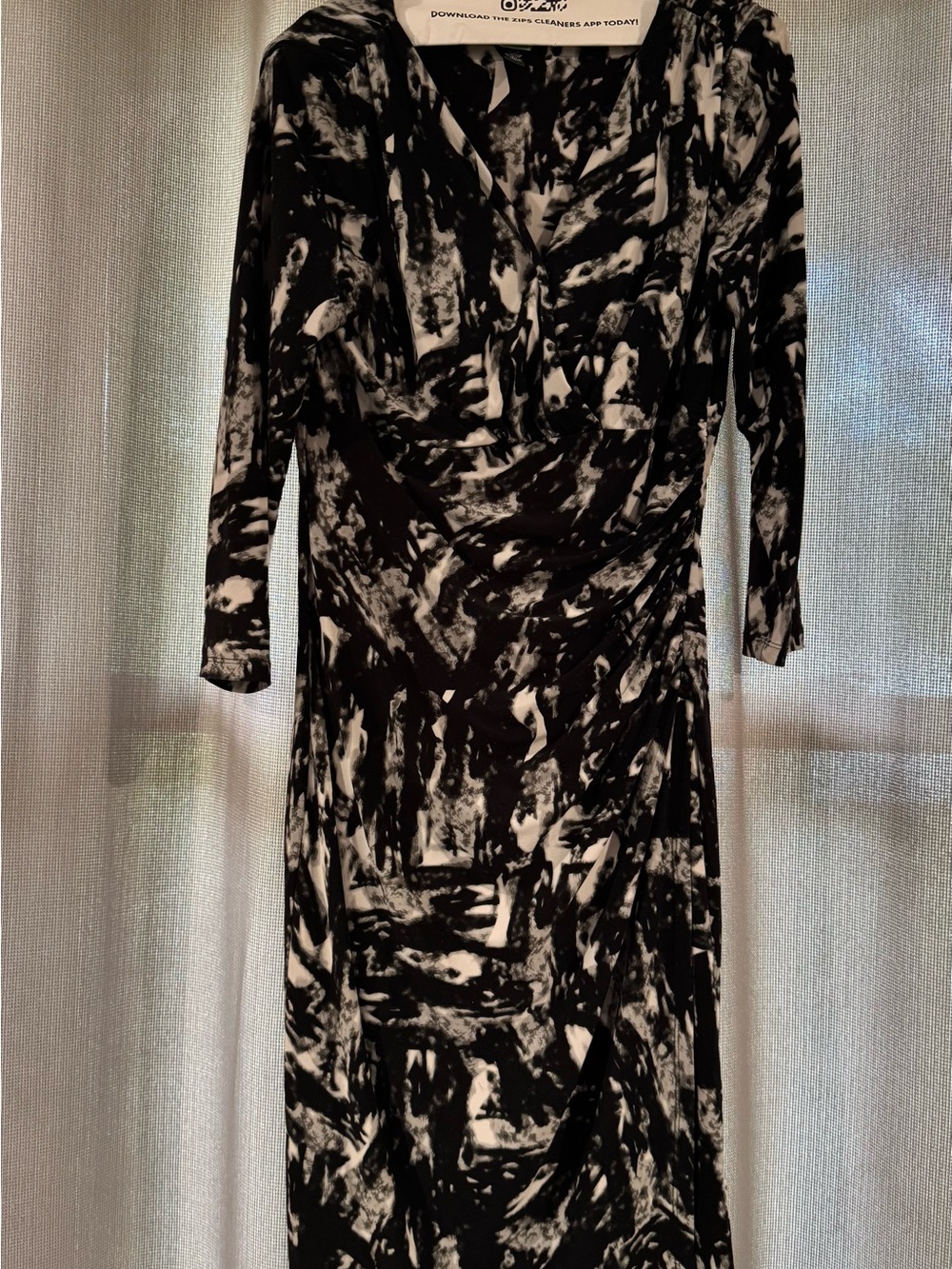 Ralph Lauren Black and White Abstract Midi Dress
